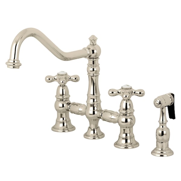 KS3276AXBS Restoration 8" Bridge Kitchen Faucet W/ Sprayer, Nickel